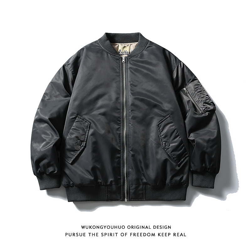 悟空有货复古冬季飞行员棒球服棉衣男女潮牌宽松情侣保暖棉服外套