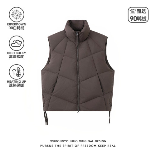 冬季90白鸭绒双拉链立领羽绒服