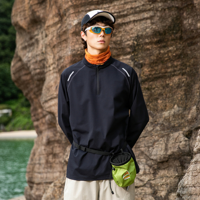 山系户外吸湿速干半拉链长袖T恤