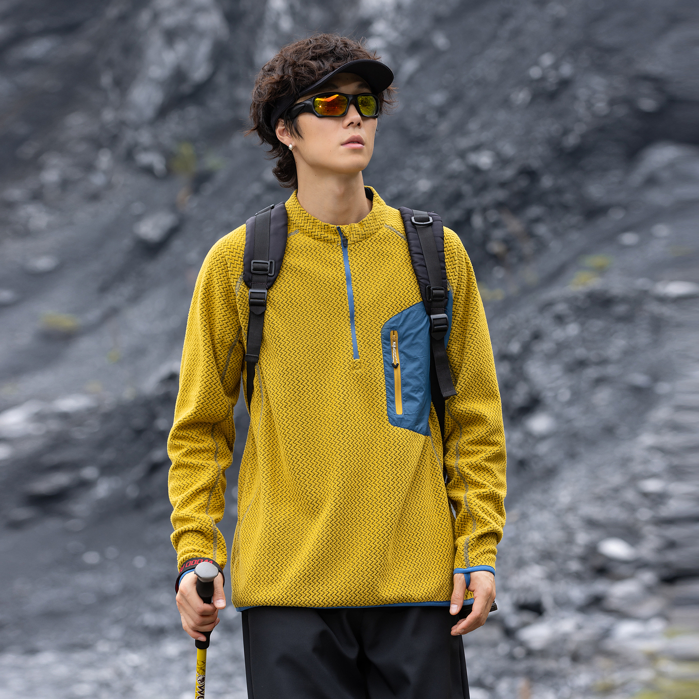 潮牌户外半开襟恒温保暖卫衣男