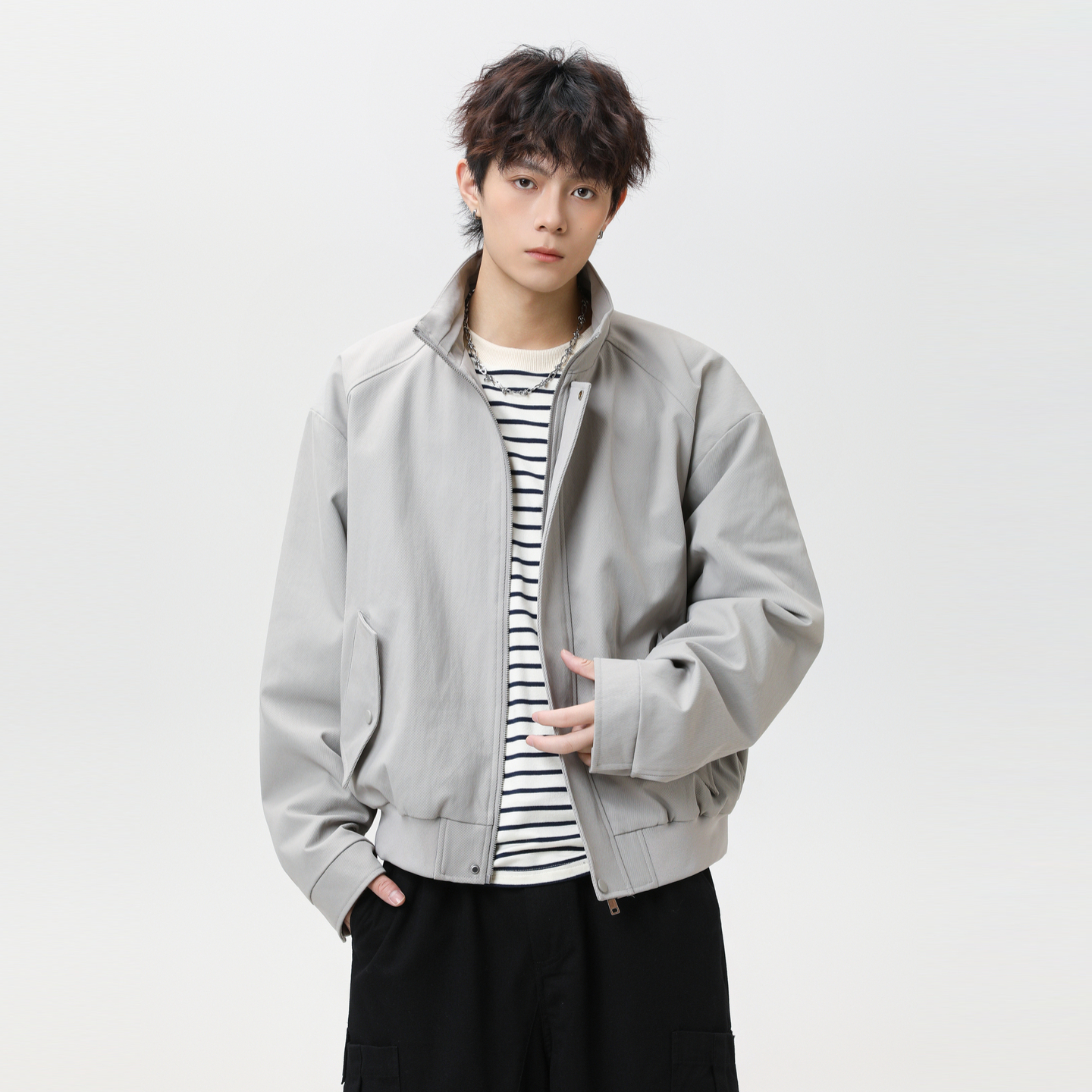 美式立领工装短款休闲哈灵顿夹克