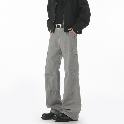 潮牌美式水洗微喇工装裤男街头