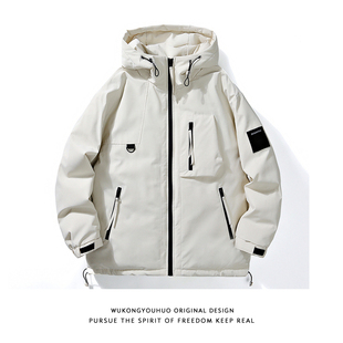 棉服加厚保暖外套 连帽羽绒服男潮牌90白鸭绒冬装 悟空有货冬季 新款