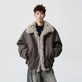 悟空有货美式 座山雕麂皮绒解构加厚棉服男女复古潮牌保暖情侣棉衣