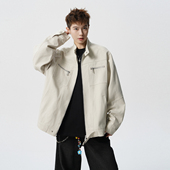 悟空有货美式 潮牌解构拼接翻领夹克男女复古宽松百搭工装 休闲外套