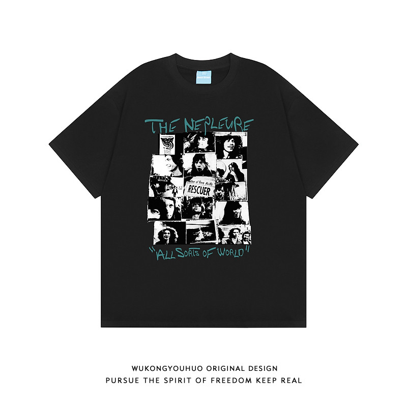 悟空有货美式复古小众印花纯棉短袖T恤男女夏季宽松情侣百搭体恤,农用物资,苗木固定器/支撑器,淘宝优惠券,粉丝福利购,淘宝优惠卷