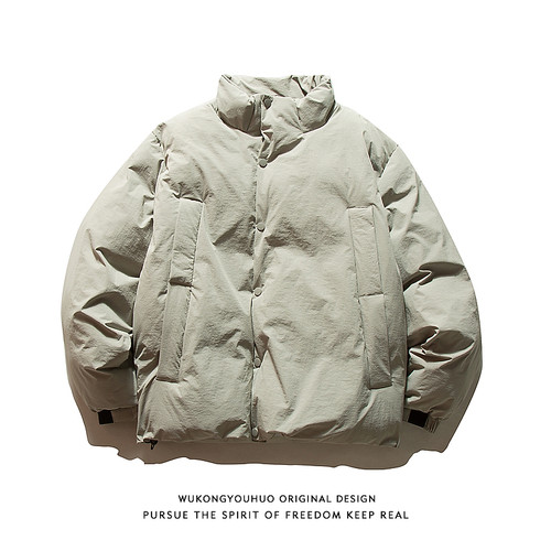 潮牌日系纯色加厚立领面包服棉衣