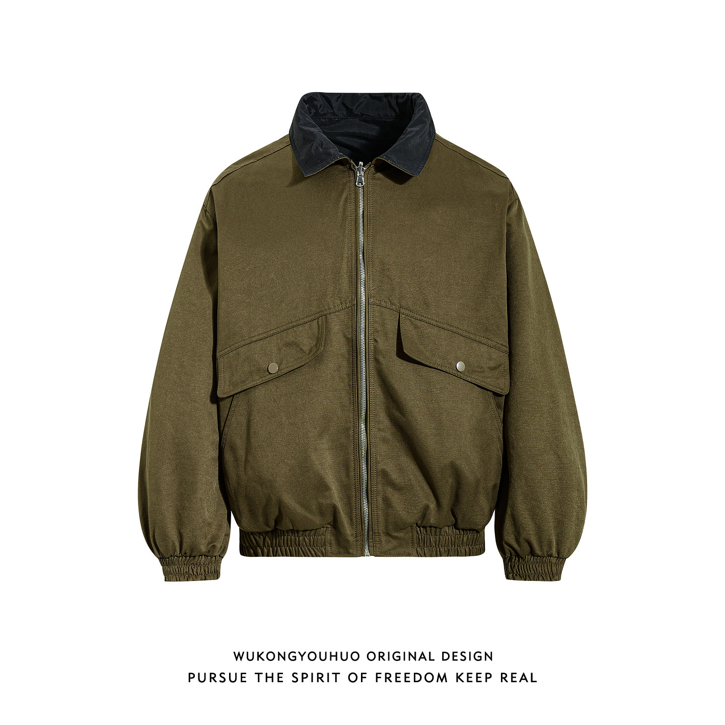 悟空有货春季潮牌复古撞色工装翻领夹克男女美式情侣宽松百搭外套,男装,夹克,淘宝优惠券,粉丝福利购,淘宝优惠卷