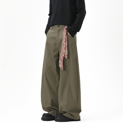 潮牌方巾高级感纯色弯刀裤男美式