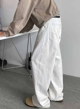 悟空有货潮牌美式cleanfit直筒牛仔裤男美式高街垂感阔腿百搭长裤