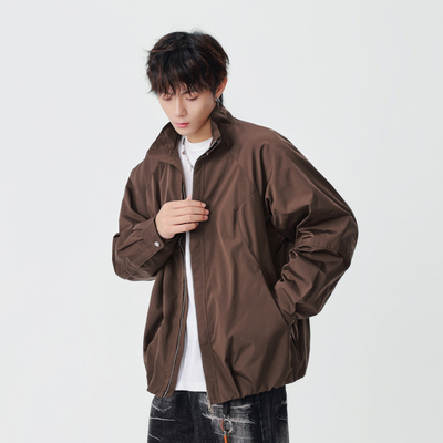 秋季日系简约纯色立领飞行员夹克