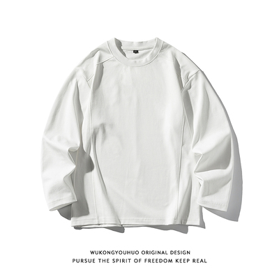 复古解构拼接重磅长袖T恤男女