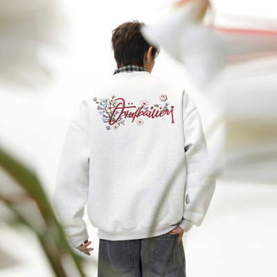 美式潮牌字母刺绣重磅圆领卫衣男