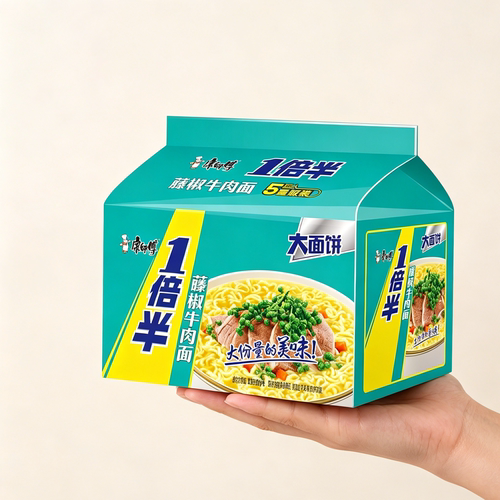 康师傅一倍半方便面红烧牛肉面袋装一袋半泡面大食袋速食解饿整箱