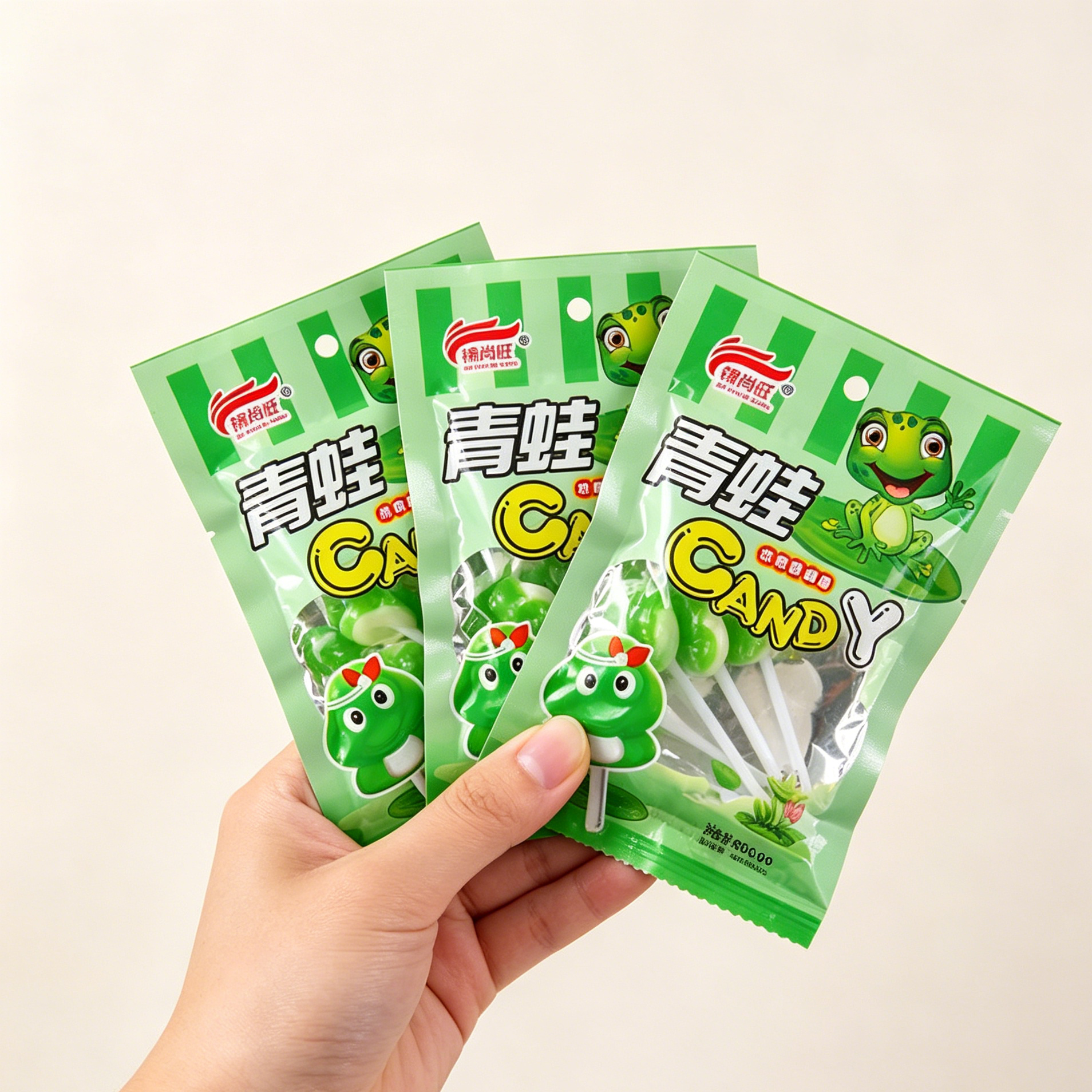 青蛙糖水果味西瓜味棒棒糖怀旧小时候零食8090儿时童年回忆硬糖果