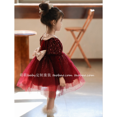 女童连衣裙公主秋冬娃娃领