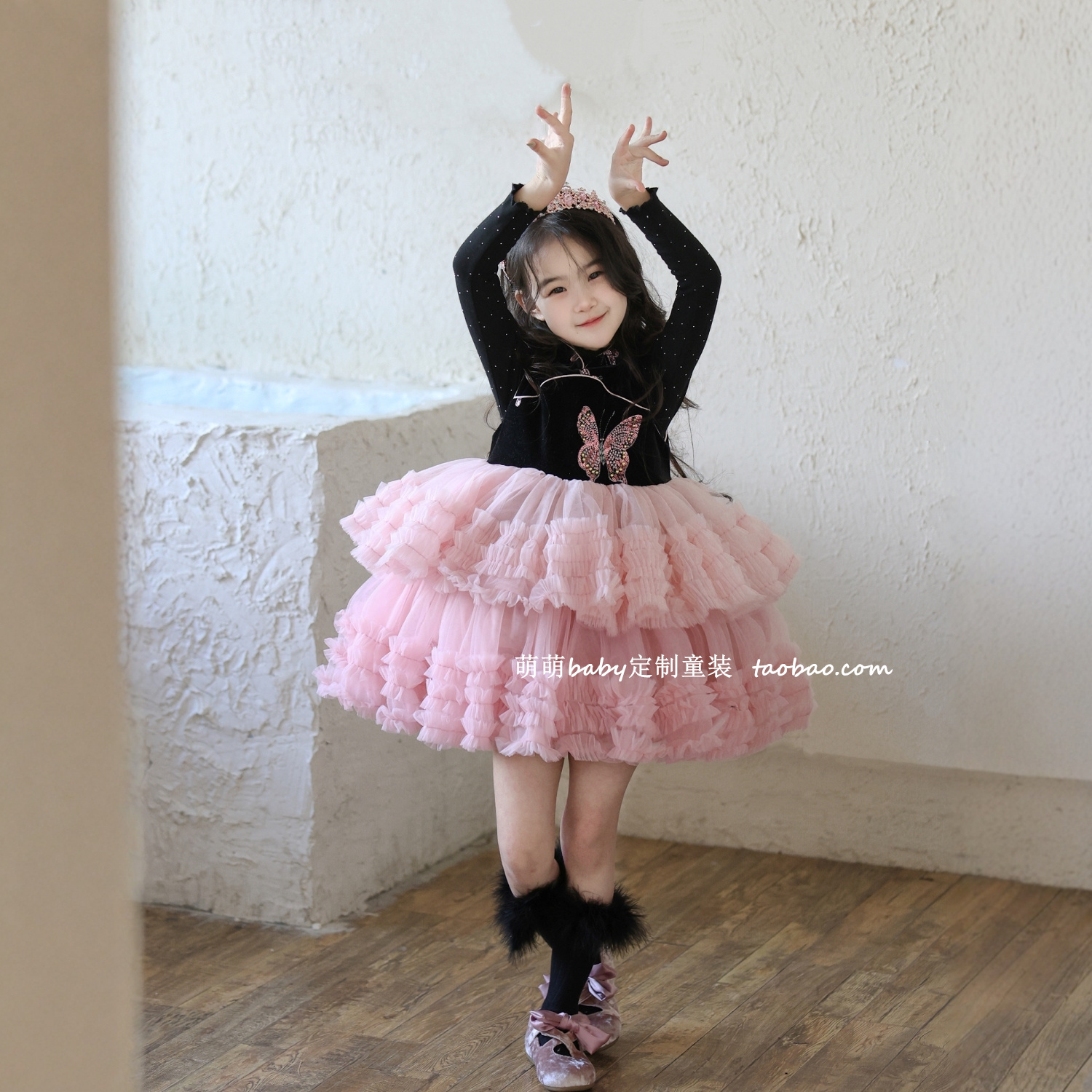 女童新中式网纱蛋糕背心裙