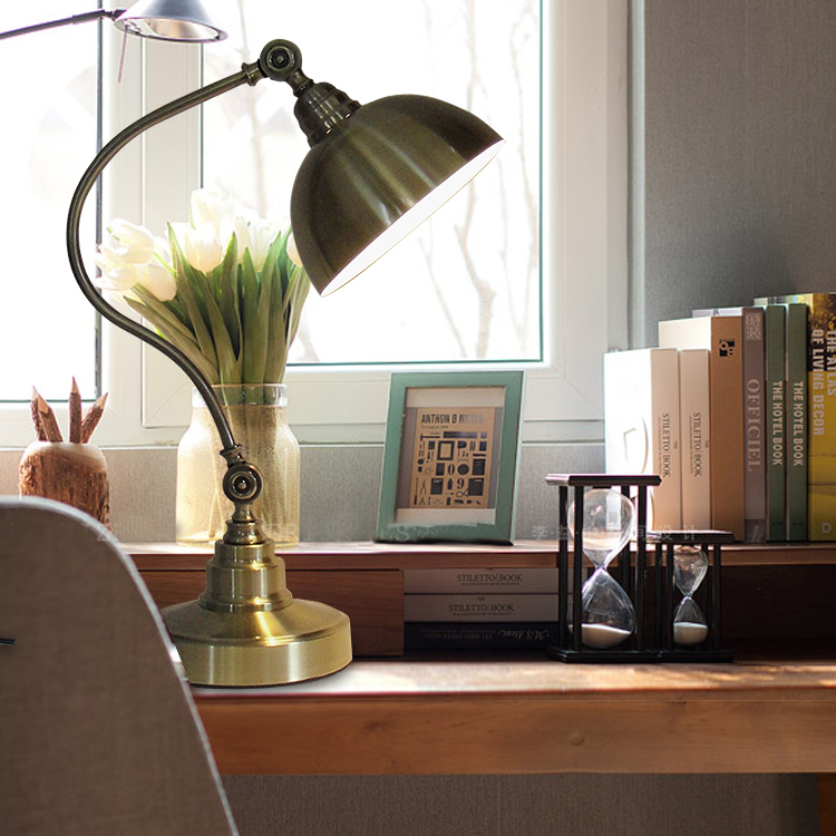 高档灯卧室台床头铁式艺灯客厅书房学习工作复古欧北欧美乡村式台