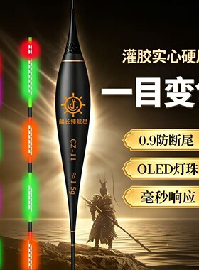 一目提醒新款船长领航员电子日夜两用硬尾OLED变色浮漂425长续航
