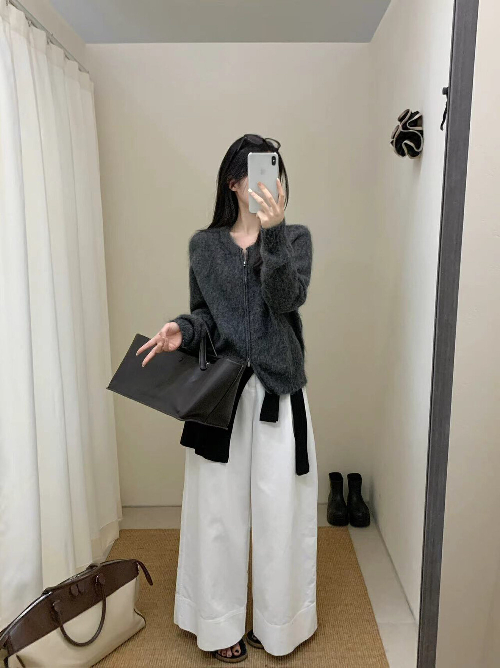 灰现货【SANTA GROVE软糯拉链款休闲百搭外套式开衫保暖毛衣羊毛