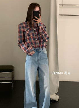 叁目SANMU-6年早春2026新款超好看洗水浅色牛仔裤(不配皮带)