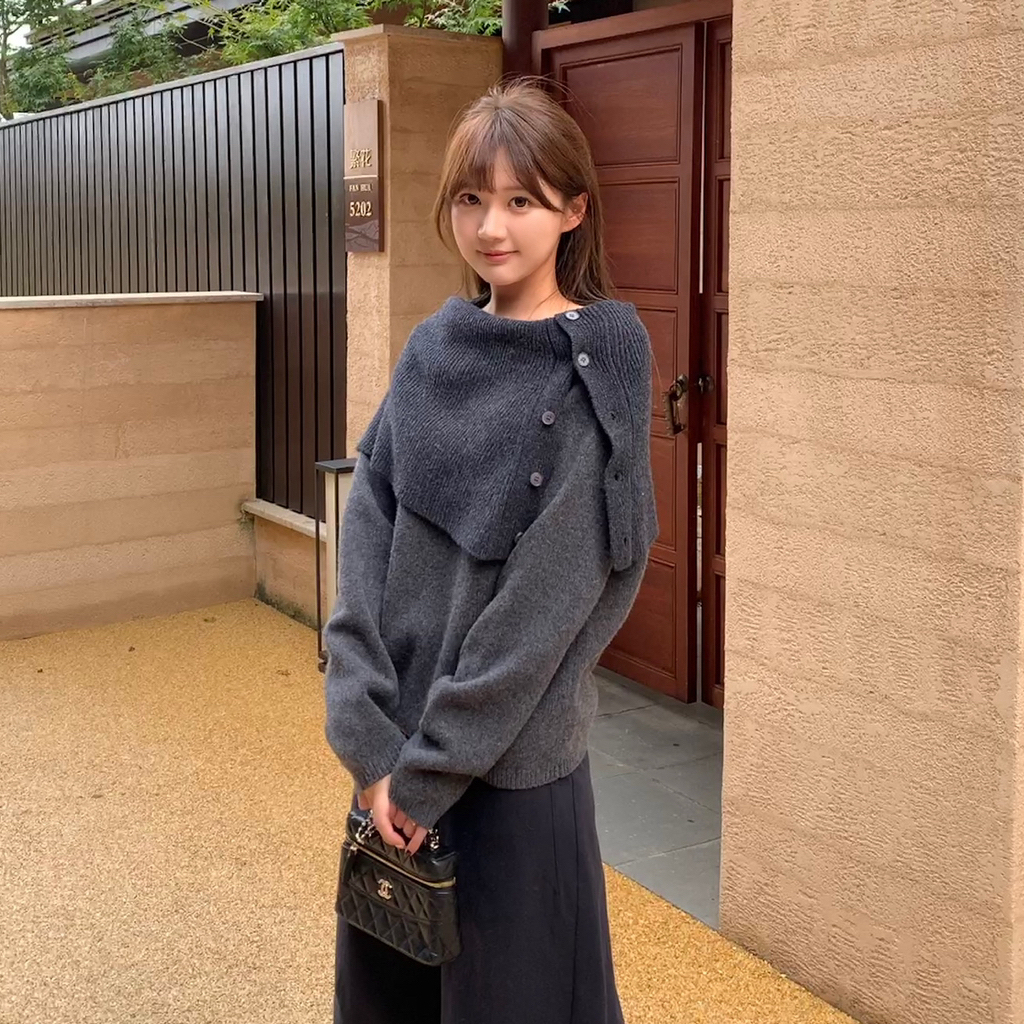 EGO-冬上新设计感时尚加厚百搭显瘦保暖毛衣（含100羊毛）