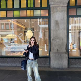 second-26年春款法式复古水洗做旧微喇牛仔裤