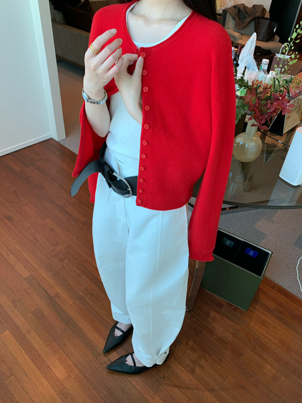 【Jin cover】圆领排扣韩系温柔无缝一体全羊毛针织开衫