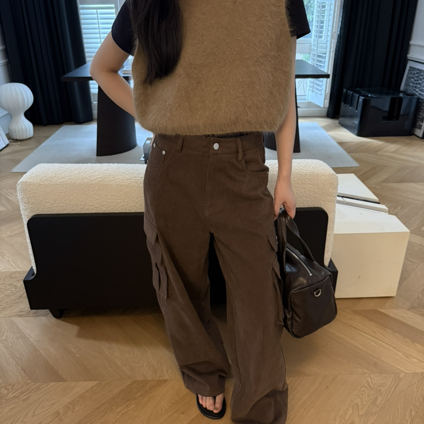 SAMOMO-秋上新纯色百搭高领套头上衣针织马甲