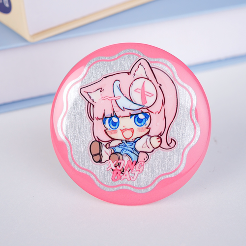 马口铁吧唧定制双闪徽章谷子反光拉丝银葱药片吧唧定制自印胸针