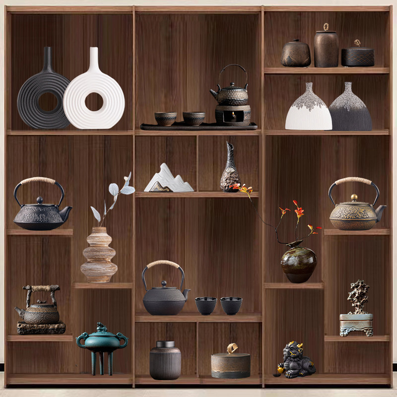 茶室茶柜装饰摆件大全新中式复古茶叶罐茶壶花器茶宠茶杯香炉套装,家居饰品,装饰摆件,淘宝优惠券,粉丝福利购,淘宝优惠卷