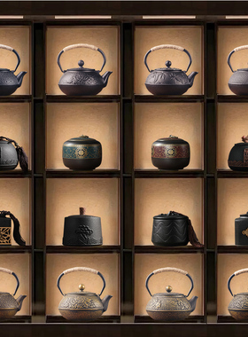 新中式茶室氛围布置博古架茶柜茶壶茶叶罐茶道摆件复古装饰艺术品