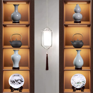 新中式软装摆件高档酒店酒柜茶室茶馆茶壶茶道摆件装饰花瓶摆设