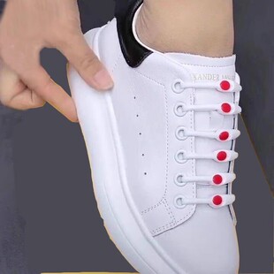 懒人鞋 弹性男女硅胶弹力松紧彩色儿童白色免洗 带扣免系神器小白鞋