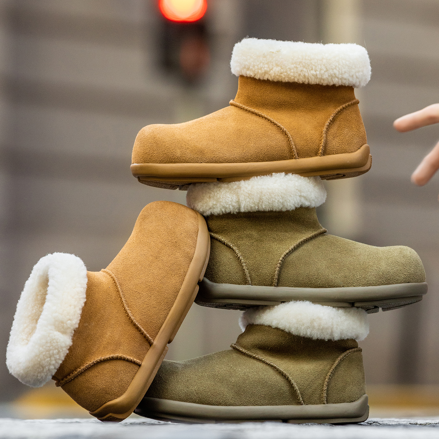 雪地靴女羊皮毛一体短筒靴