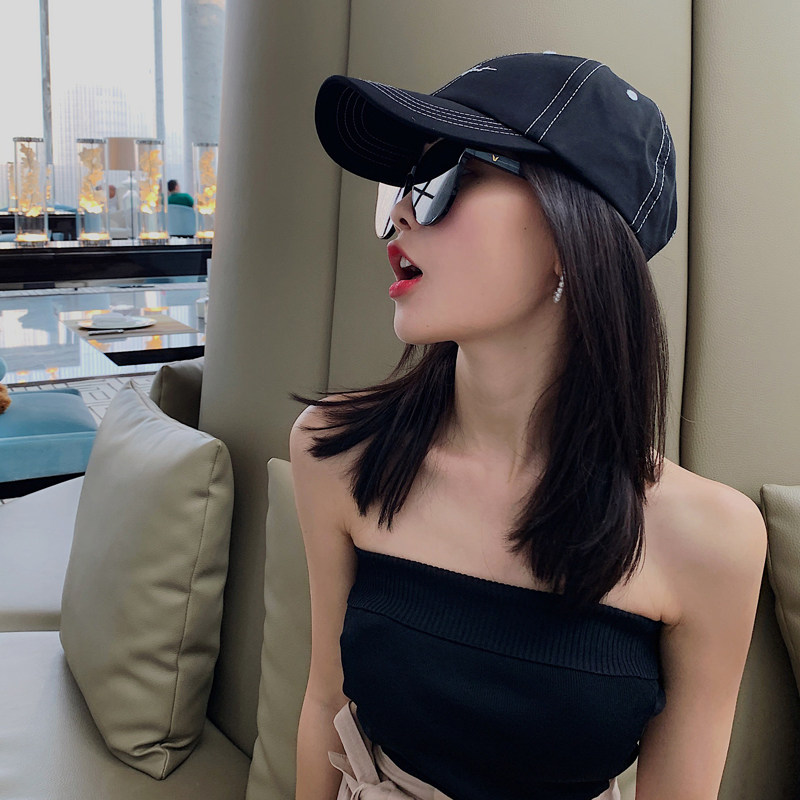 CENCE KAER FRENCH VERSATILE EMBROIDERED LETTER BASEBALL CAP WOMENS SPRING|SUMMER SOFT CAP MENS SUNSCREEN CAP