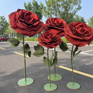 婚礼巨型仿真手工纸艺大玫瑰花婚礼表白求婚布置装饰网红橱窗美陈