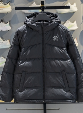 李宁2025冬季男子韦德系列防泼水80%鹅绒保暖短羽绒服AYMV065