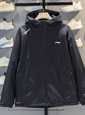 李宁男子防泼水2025冬季新款简洁运动休闲防风透气短棉服AJMV157
