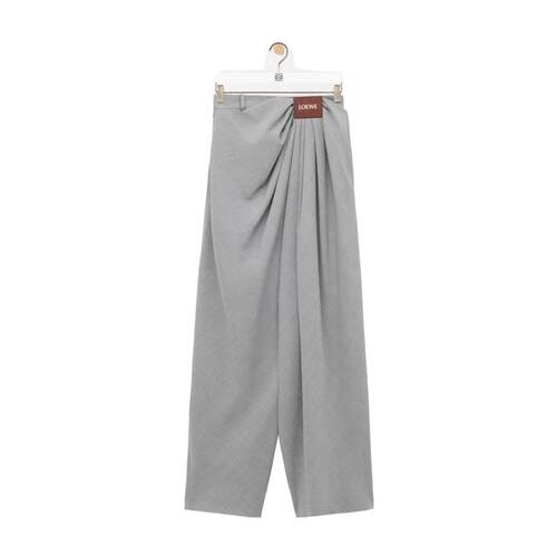 海外代购LOEWE/罗意威女士运动长裤垂坠羊毛宽松休闲中腰阔腿裤