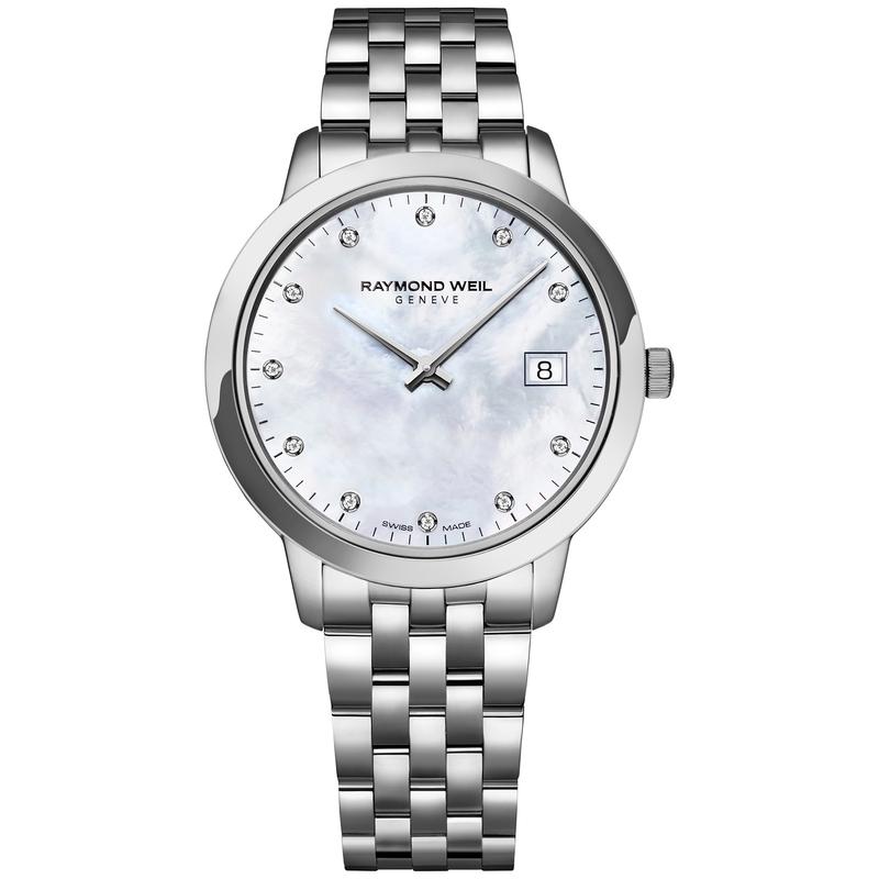 Raymond weil/雷蒙威女表瑞士mm白珍珠钻饰不锈钢表带腕表