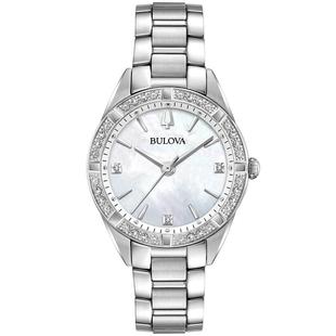 宝路华女表钻石表盘不锈钢表带mm轻奢优雅腕表 BULOVA