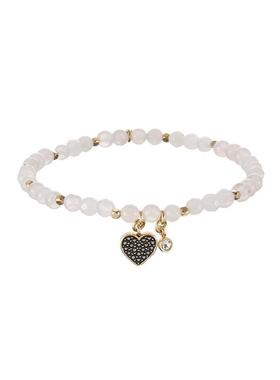 代购Fossil化石女士手链优雅简约浪漫精致玫瑰石英金色粉色心形