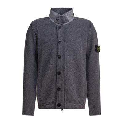 STONE ISLAND针织衫男士保暖舒适抗皱透气羊毛混纺立领罗纹袖口