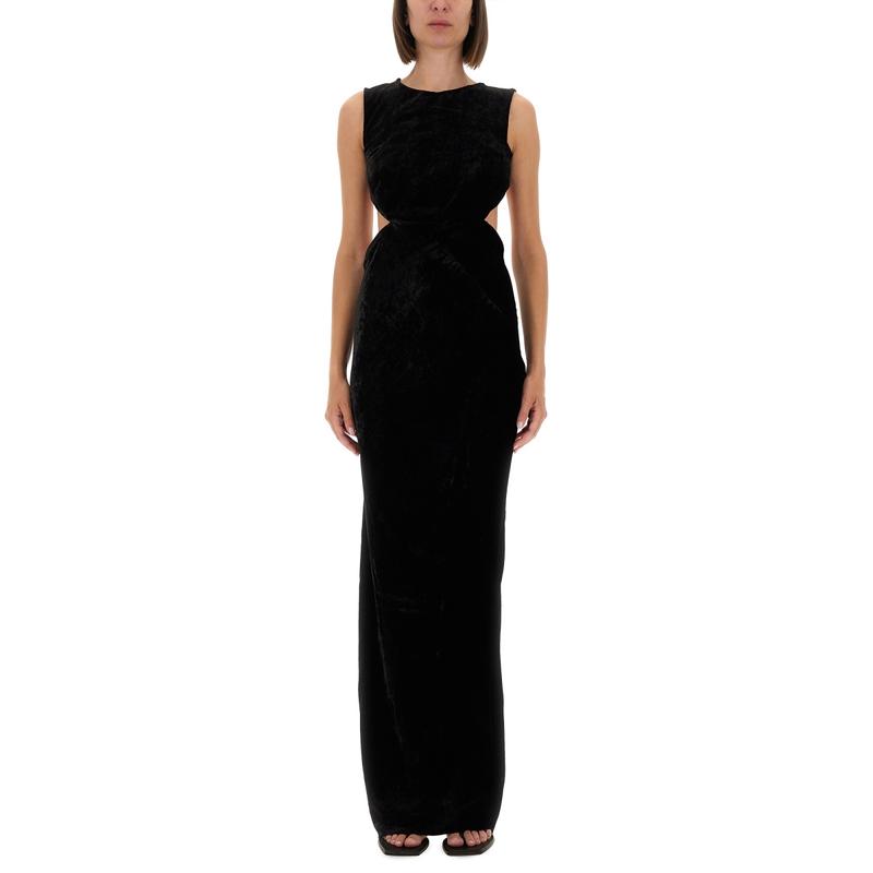 代购RICKOWENS女连衣裙低圆领晚礼服扭褶宴会装晚宴派对