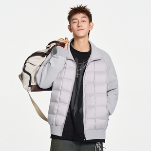 以轻薄羽绒服男款薄款插肩袖2025新秋冬季拼接立领压胶男士外套純