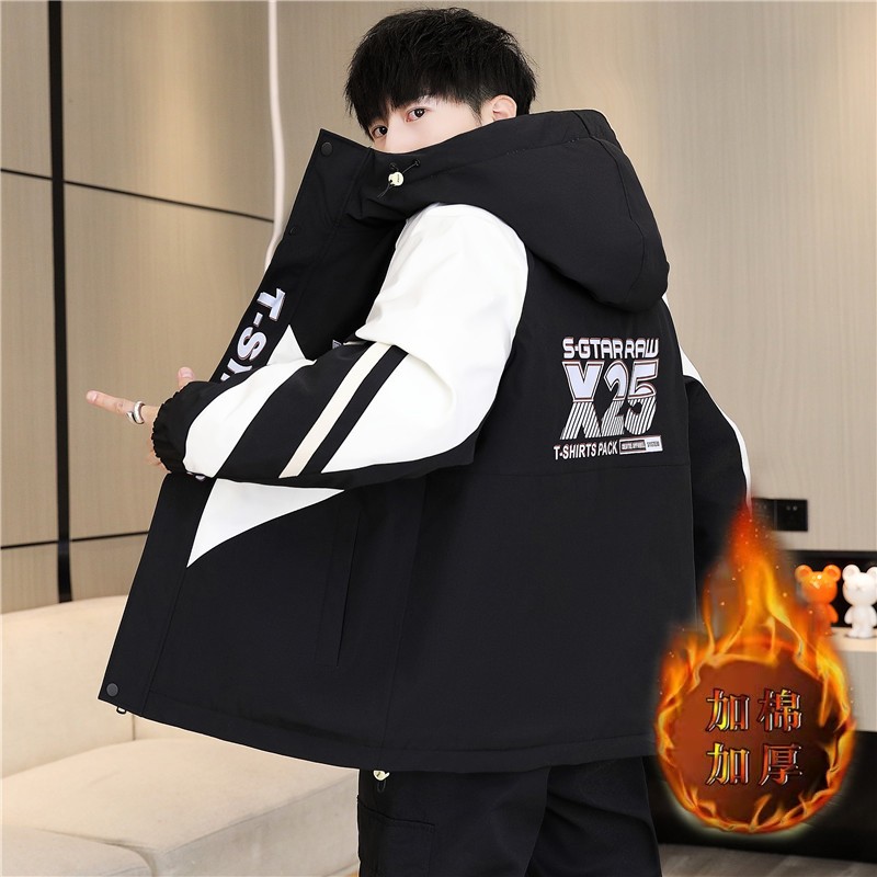 以纯工装夹克男款加棉加厚派克服