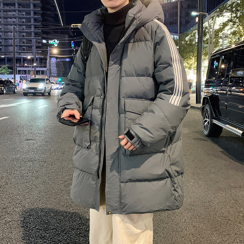 以纯90白鸭绒中长款羽绒服男款潮