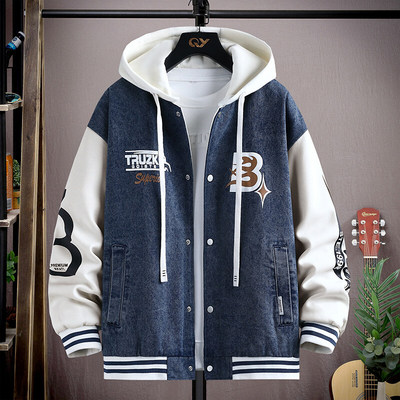 以纯牛仔外套男孩初高中学生夹克