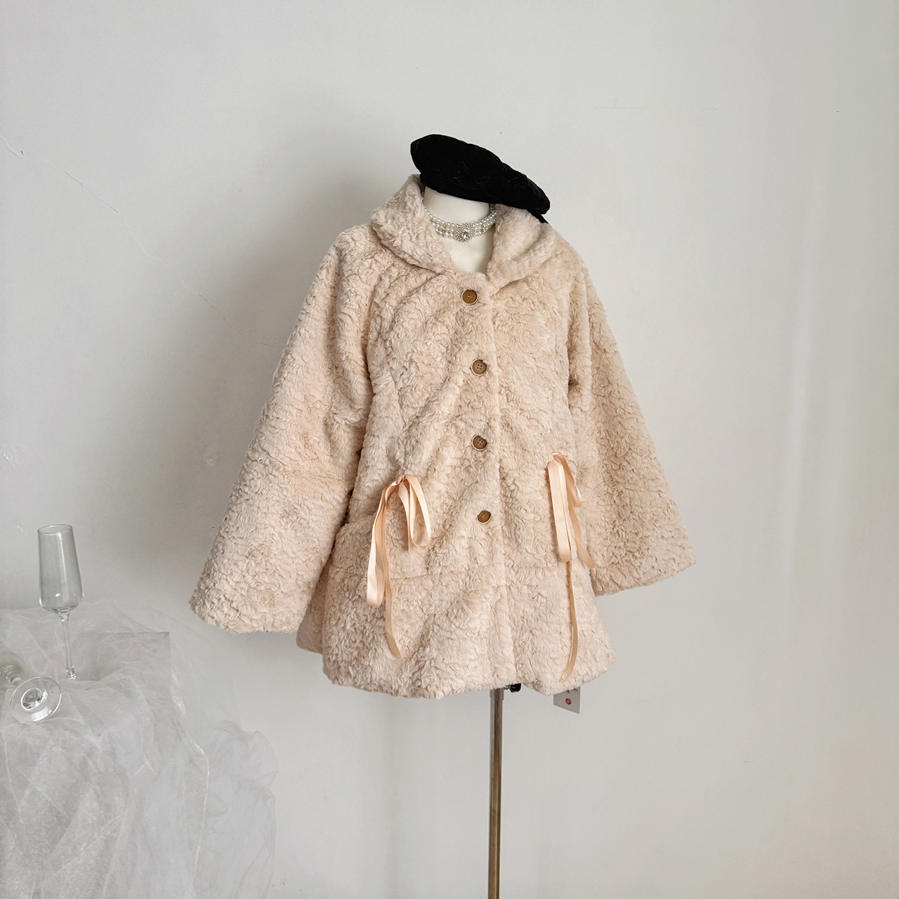 THETURE中古粉貂环保皮草毛毛外套女中长款皮毛一体秋冬新款大衣